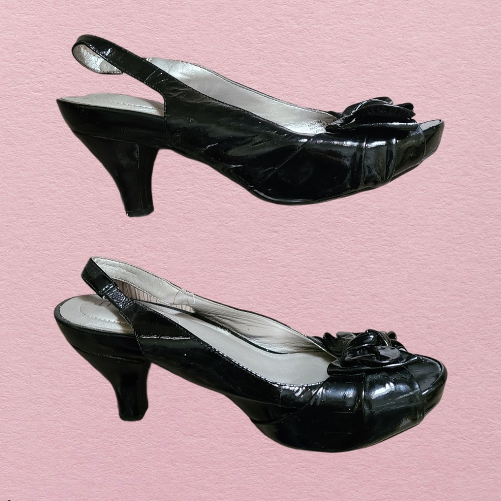 💖Me Too Black Slingback Kitten Hleels 3/$20